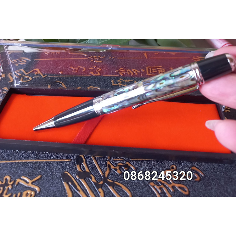 Bút Bi Viết Ký Phong Cách Lịch Mãn Đẳng Cấp Khảm Vỏ Bào Ngư Xanh