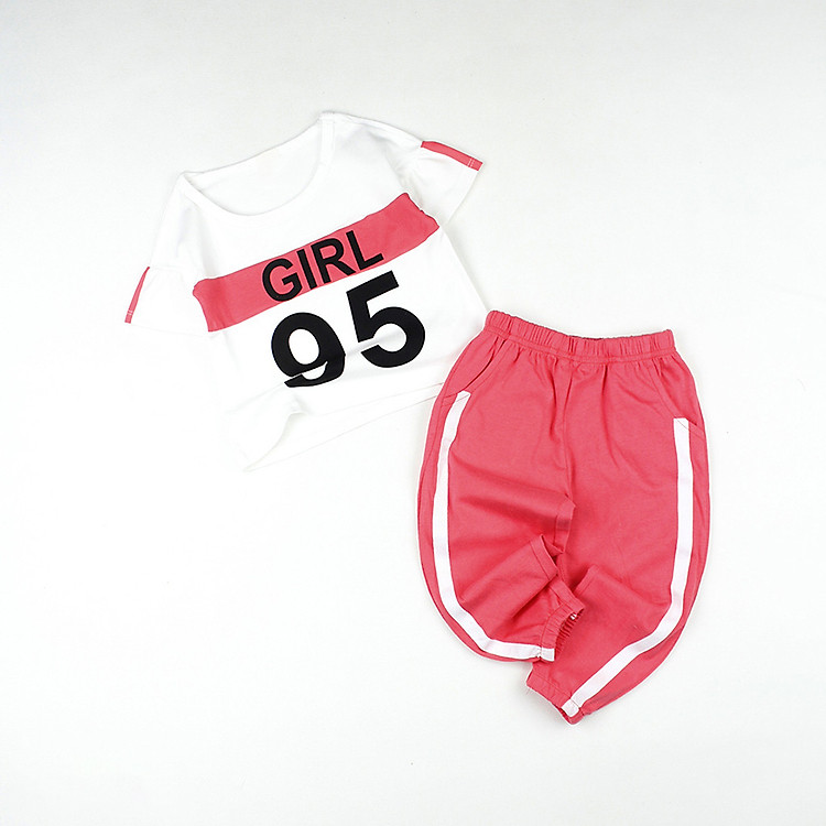 Bộ bé gái thun áo croptop in số kiểu dáng thể thao từ 14 đến 25 kg 04790-04785