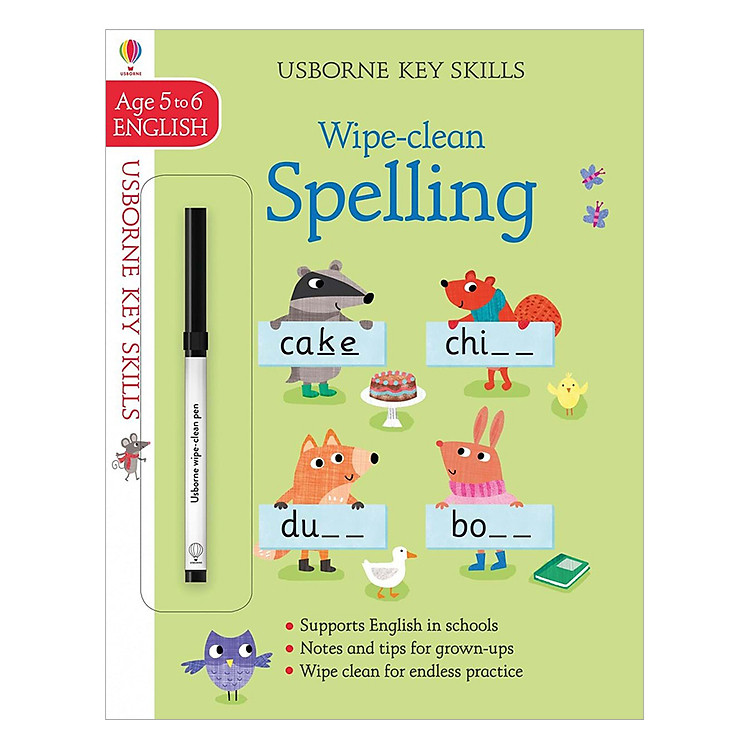 Sách Usborne Usborne Key Skills Wipe-clean Spelling 5-6