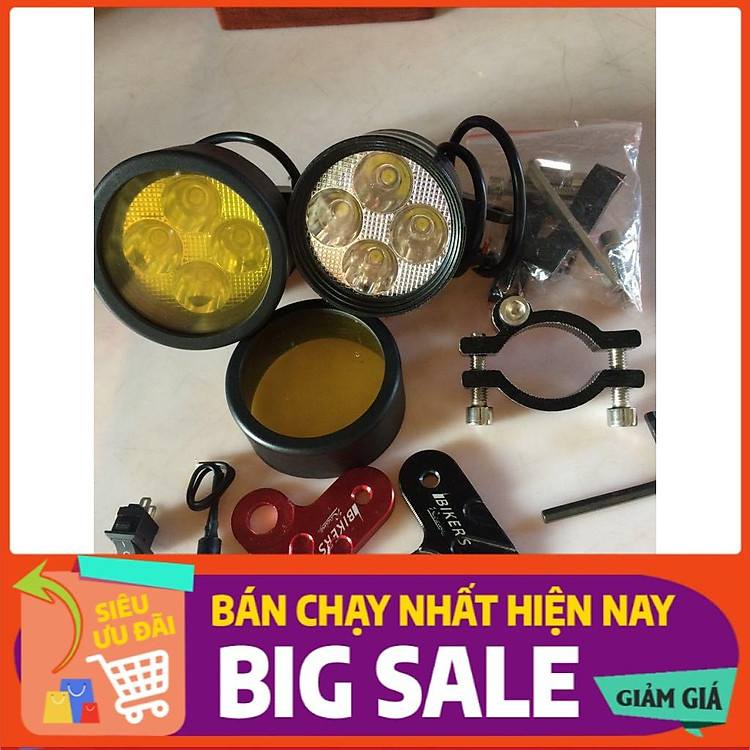 COMBO 2 ĐÈN TRỢ SÁNG XE MÁY L4 3 CHẾ ĐỘ KÈM PHỤ KIỆN