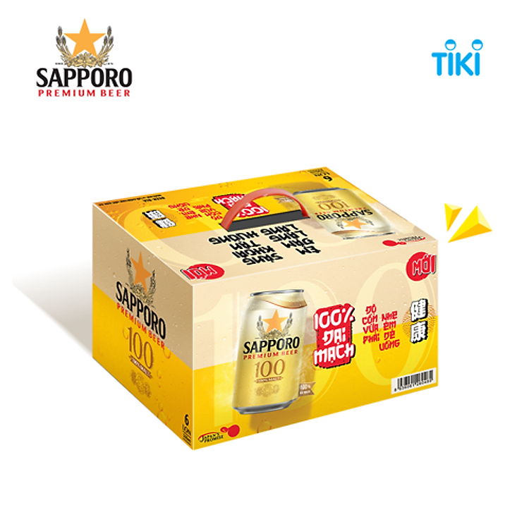Thùng Sapporo Premium Bia 1OO - 6 lon 330ml