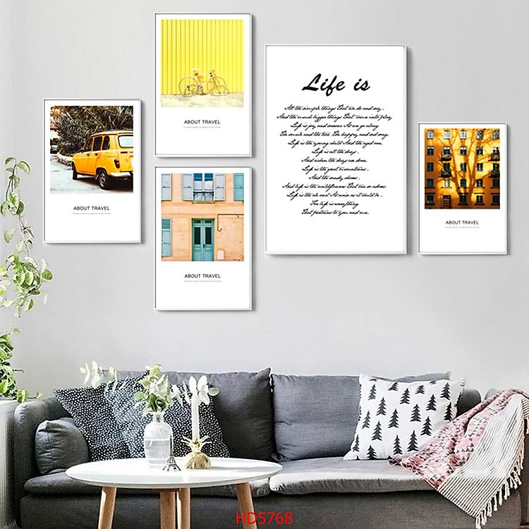 Tranh treo tường trang trí phòng khách, phòng ngủ. Tặng kèm khung và đinh ba chân treo tranh chuyên dụng, PVP-TP207