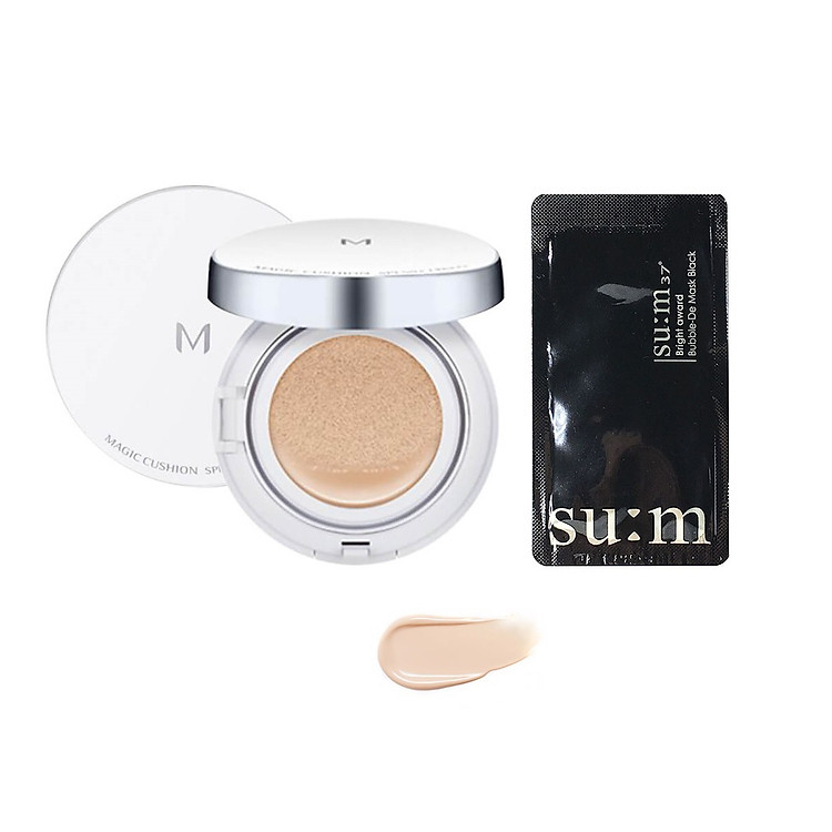 Phấn Nước Missha M Magic Cushion SPF 50+ PA+++ tặng kèm mặt nạ su:m (su:m màu ngẫu nhiên)