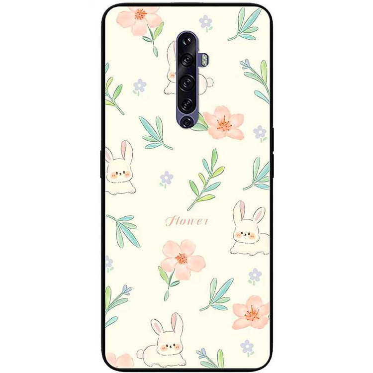 Ốp lưng cho Oppo Reno 2Z - 2F - Reno 6Z - Reno 7Z 5G - 8Z 5G - Reno 8T 4G - Reno 8T 5G - Hoạ Tiết Thỏ Hoa Hồng - Hàng Chính Hãng