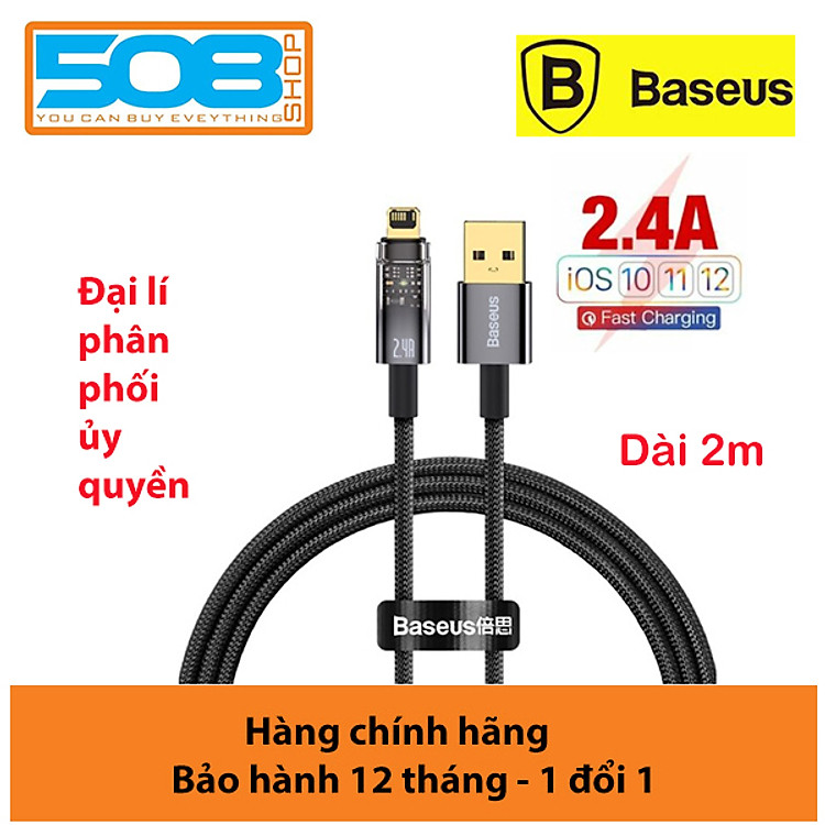 Cáp sạc nhanh Tự Ngắt 2.4A Gen2 Baseus Explorer Series cho iP/i-P-ad (USB to iPhone, Auto Power-Off, 2.4A) - Hàng chính hãng