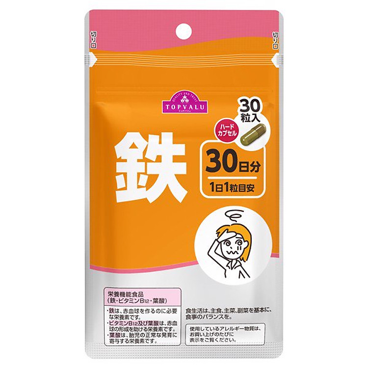 Viên Uống Topvalu Bổ Sung Sắt Gói 30 Viên
