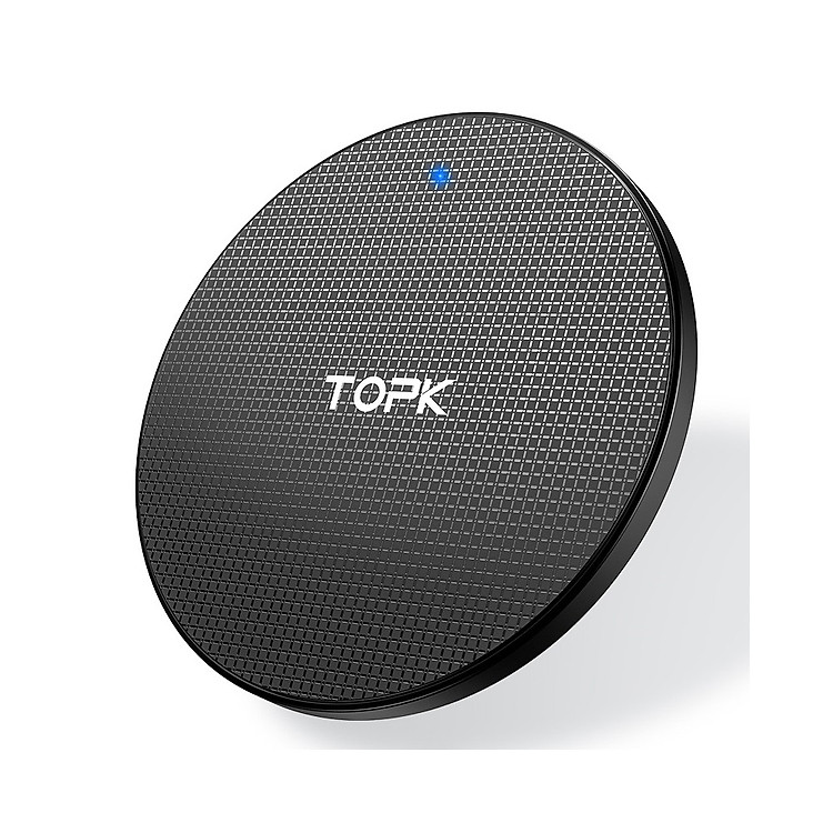 Đê sạc không dây nhanh 10W nhỏ gọn cho Samsung, Iphone, Meizu, XIaomi, Oppo TOPK B01W - Kèm cáp sạc - Đen - Hàng chính hãng