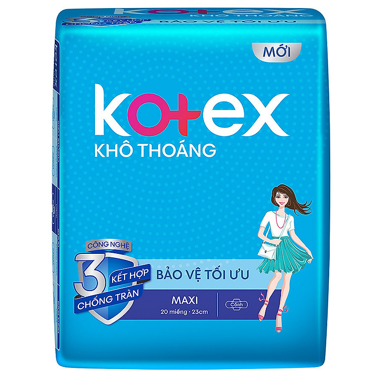 Băng Vệ Sinh Kotex Khô Thoáng Lưới Siêu Thấm Maxi Cánh 20