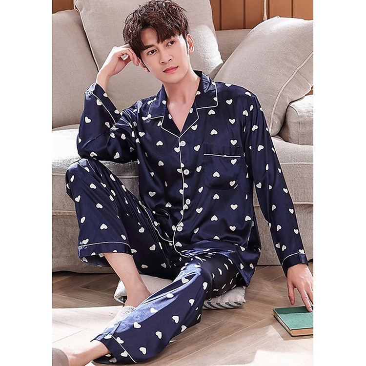 Đồ bộ mặc nhà pijama Nam phi bóng chấm trái tim nhỏ gắn kết yêu thương-88216
