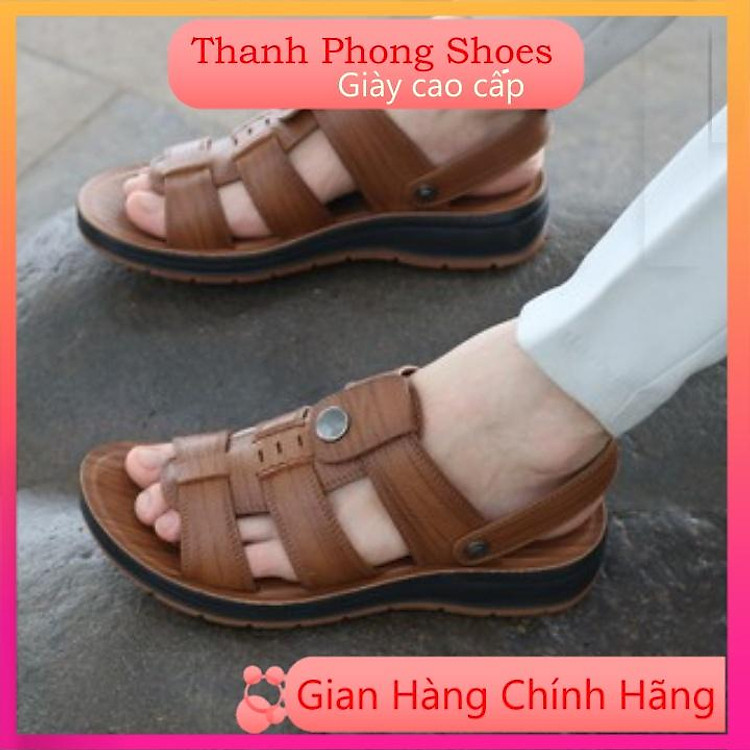 Dép Nam Trung Niên Da Bò Nguyên Tấm, Đế Cao Su Kếp Siêu Bền,Hai Màu Nâu Và Đen,Size Từ 38-43