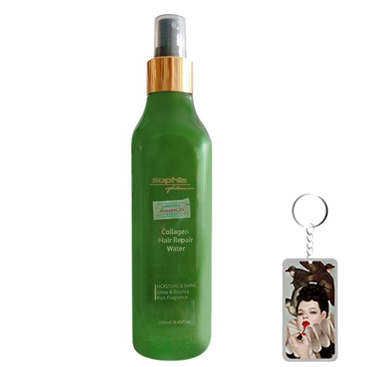 Xịt dưỡng tóc giúp tóc mềm mượt Sophia platinum Collagen Hair Repair Water Hàn Quốc 250ml tặng kèm móc khoá