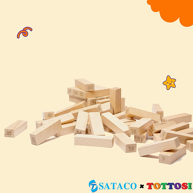 Tháp gỗ 48 thanh SATACOxTOTTOSI cho gia đình Chính hãng Giá rẻ - Hình ảnh 3