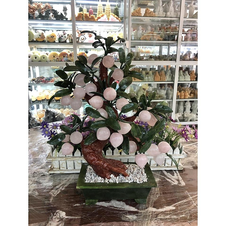 Cây Đào phong thủy đá hồng 28 quả - Cao 50 cm