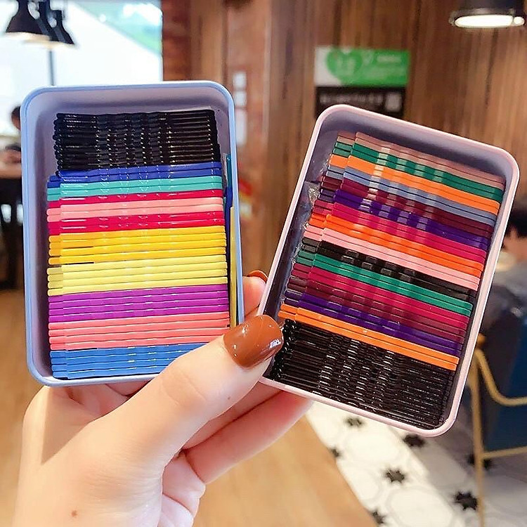 100 cái kẹp gim tăm cứng bằng thép chống gỉ màu đen chuyên dùng cho makeup làm tóc