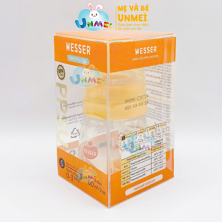 Bình sữa PPSU Wesser 60ml UnMei Giá tốt - Hình ảnh 5