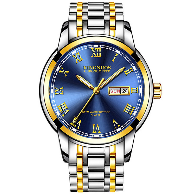 Đồng Hồ Nam Kingnuos K1759 Chạy 2 Lịch Dây Hợp Kim Thép_Tặng Hộp Đẹp