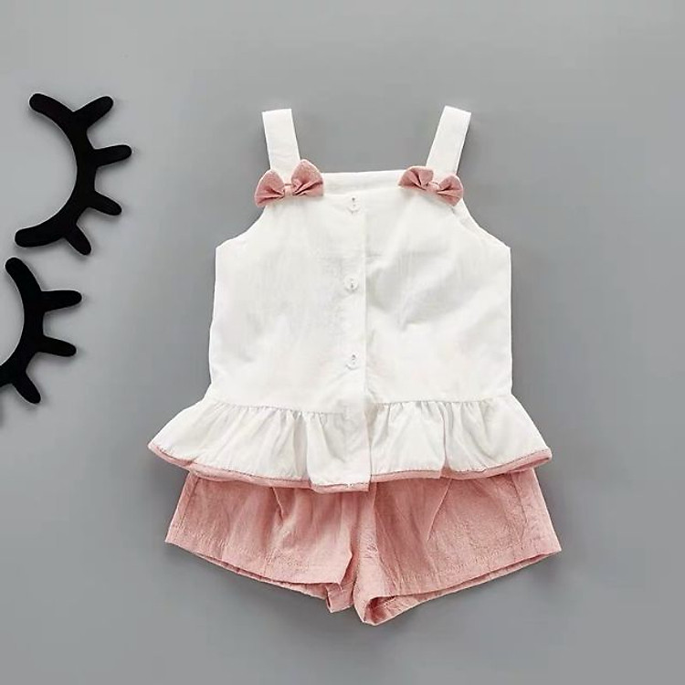 Bộ Quần Áo Dáng Áo Đuôi Cá Dây Nơ Bé Gái