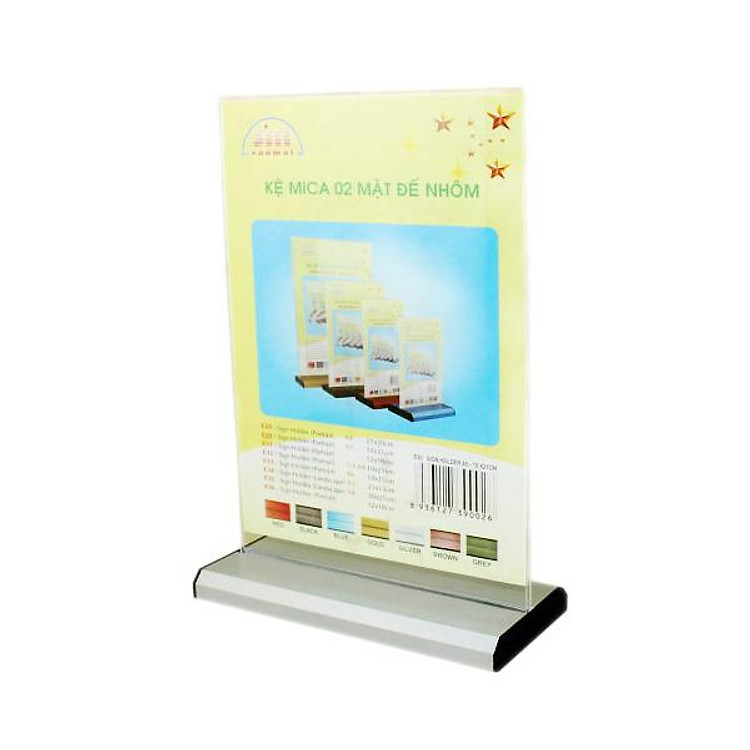 Kệ Mica 2 mặt 1/3 A4 - Đế lùa Nhôm E32 (KT:10 x 21cm)