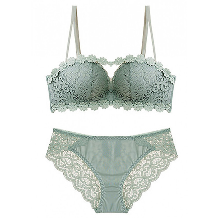 Bộ đồ lót nữ đệm dày nâng đẩy tháo dây mặc áo trễ vai