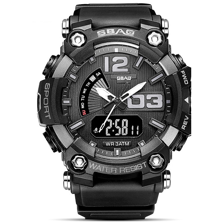 Đồng Hồ Nam Thể Thao Sbao S8037 Chạy 2 Máy Kim_Điện Tử Song Song