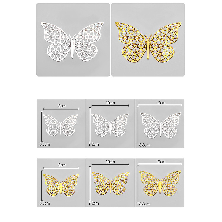 Bộ Bướm Kim Loại Dán Tường DT19 (12 chiếc) - Ảnh 3
