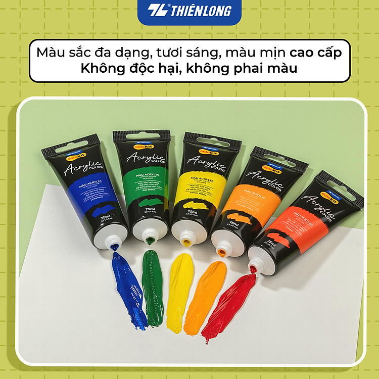 Màu Nước Acrylic Dạng Tuýp 75ml Thiên Long Colokit ACR-C009 - Đỏ - Ảnh 5