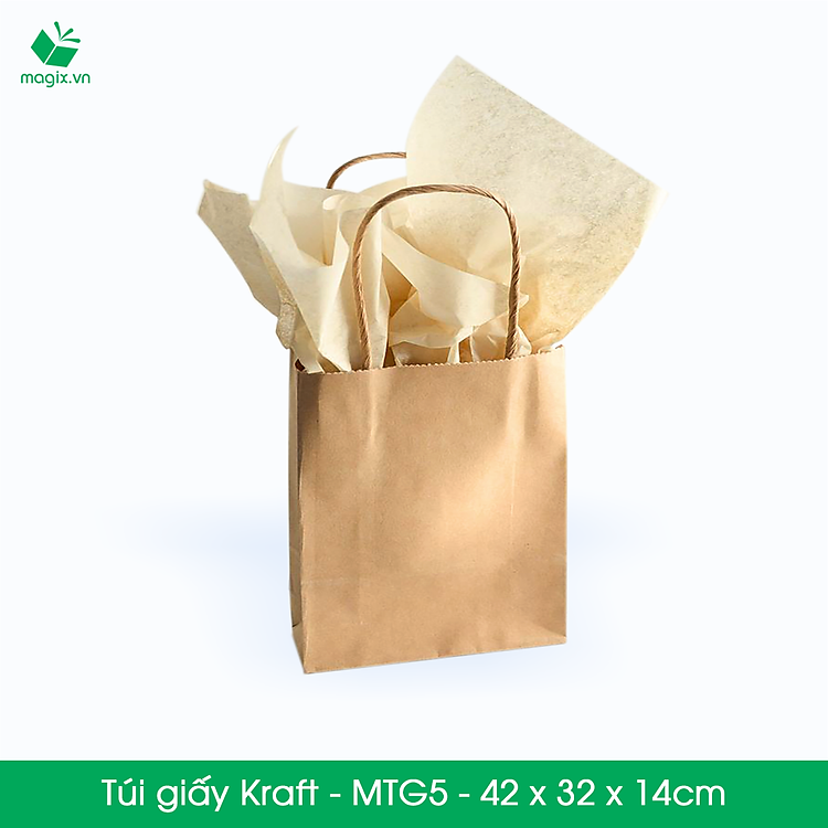 Bộ Túi Giấy Kraft (50 chiếc) 42x32x14 cm - Nâu - Ảnh 5