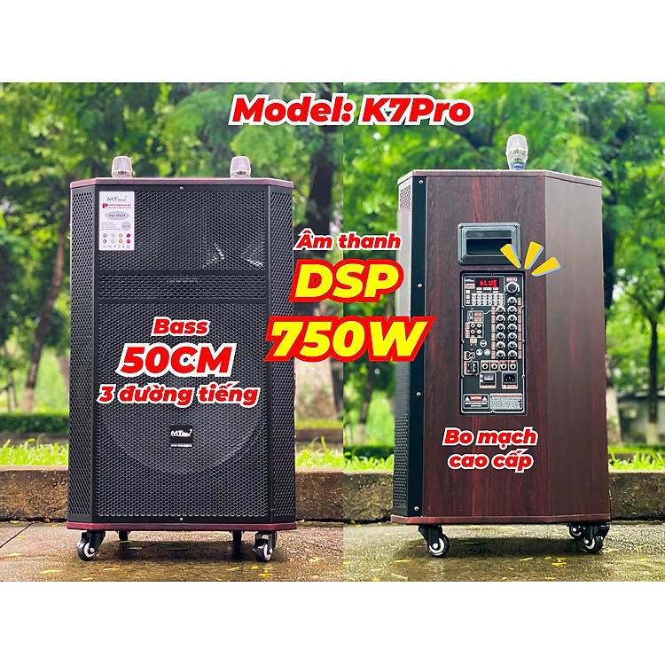 Loa Kéo MTMAX K7 Pro Chip DSP Hay Như Phòng Karaoke Chuyên Nghiệp, Dàn Karaoke Di Động, Loa 3 Đường Tiếng Bass 50cm Công Suất 750W Kèm 2 Micro UHF Cao Cấp, Nhẹ Hơi, Nâng Giọng...