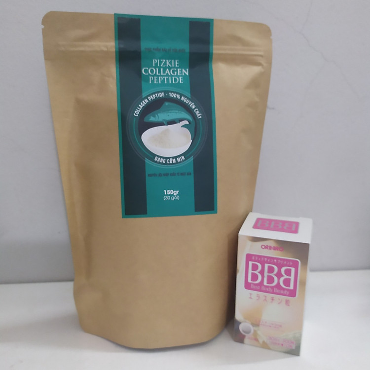 Combo sản phẩm đến từ Nhật Bản Collagen Pizkie 100% nguyên chất và Viên uống giúp tăng kích thước vòng ngực BBB Best Beauty Body Orihio