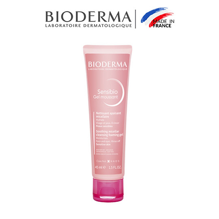 Gel rửa mặt tạo bọt cho da nhạy cảm Bioderma Sensibio Gel Moussant - 45ml