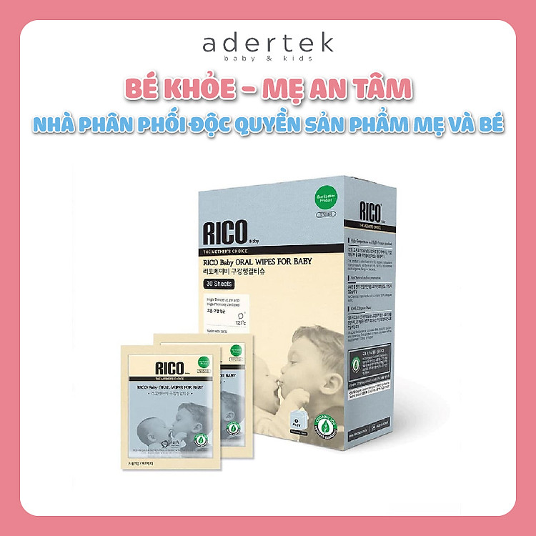 Khăn giấy lau miệng cho trẻ sơ sinh RICO Baby Oral Wipes (30 tờ) sử dụng bông hữu cơ, không có hóa chất hoặc chất bảo quản, không gây kích ứng da, thích hợp cho da nhạy cảm