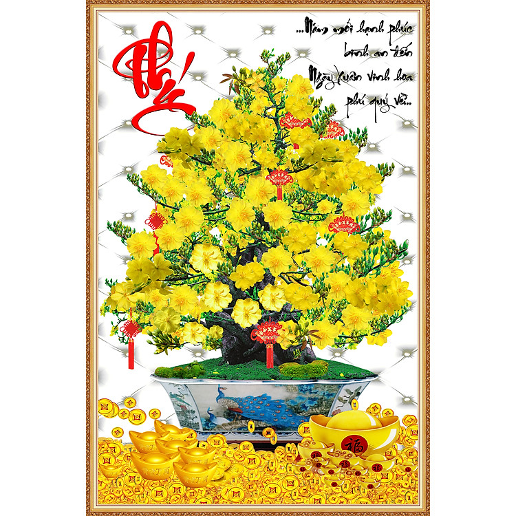 Decal dán tường Chậu Hoa Mai chữ Phúc Mai_Phuc-01