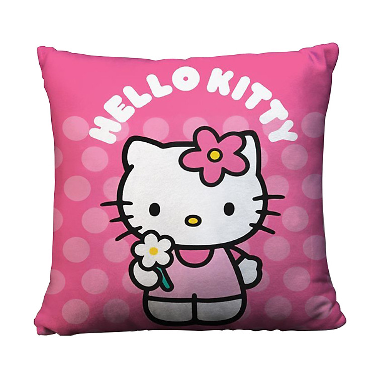 Gối Ôm Vuông Hello Kitty Cầm Hoa GVCT009 (36 x 36 cm)