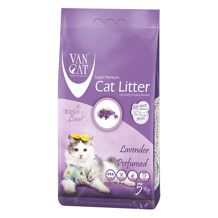 Cát Vệ Sinh Cho Mèo VanCat 5kg Hương Hoa Lavender