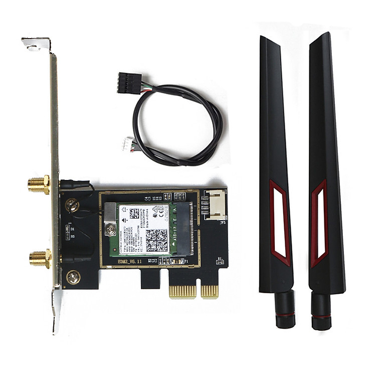 Bộ card WIFI Intel WIFI 6E AX210 cho máy bàn dùng cổng PCIe hỗ trợ 2.4Ghz 5Ghz và 6Ghz - Bluetooth 5.3 - Hàng nhập khẩu