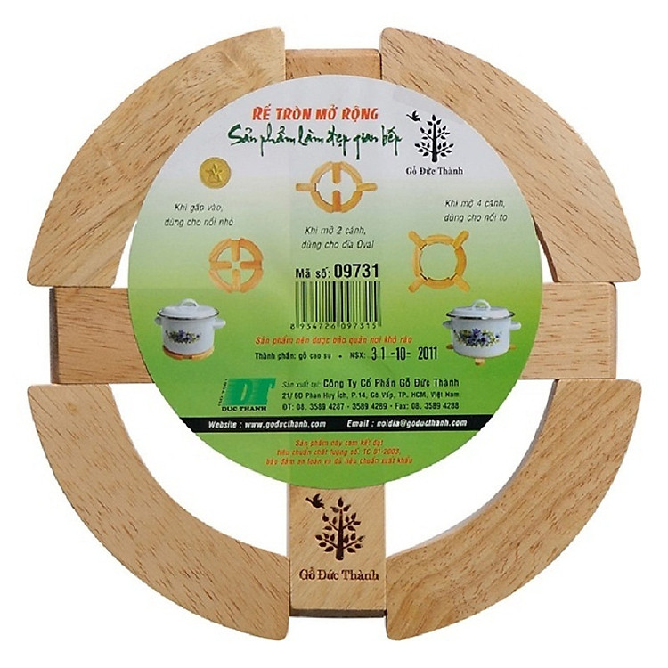 Rế gỗ lót nồi tròn mở rộng Gỗ Đức Thành 09731
