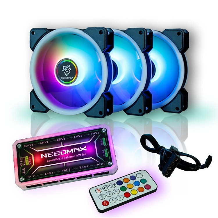 Bộ 3 Fan case RGB NeedMax +Hub RGB Led kèm remote
