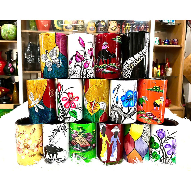 Hủ cắm bút sơn mài (11×7 cm)