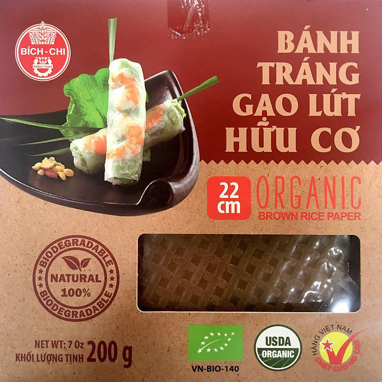 Bánh Tráng Gạo Lứt Hữu Cơ Bích Chi F22 (200g/Hộp)