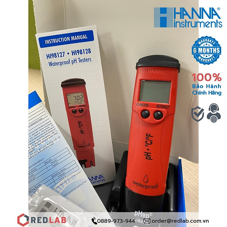Bút đo pH và nhiệt độ nước cầm tay ứng dụng trong mọi lĩnh vực Hanna HI98128