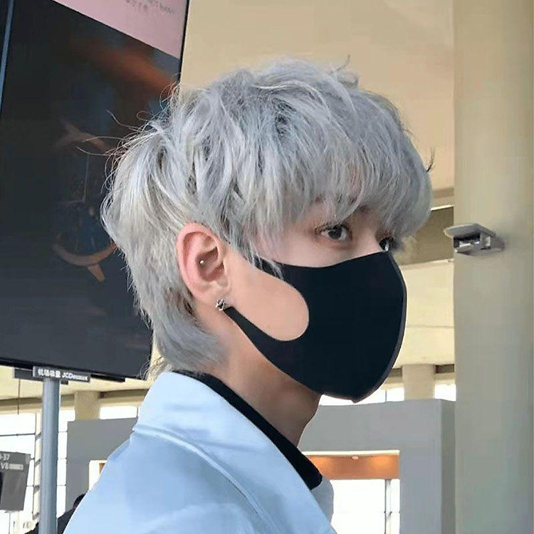 Tóc giả người thật Tóc giả nữ giả đầu nam toàn bộ mũ trùm đầu cho nam giới tóc ngắn tóc mái bộ tóc bồng bềnh hàng ngày cho nam đẹp trai phong cách Hàn Quốc