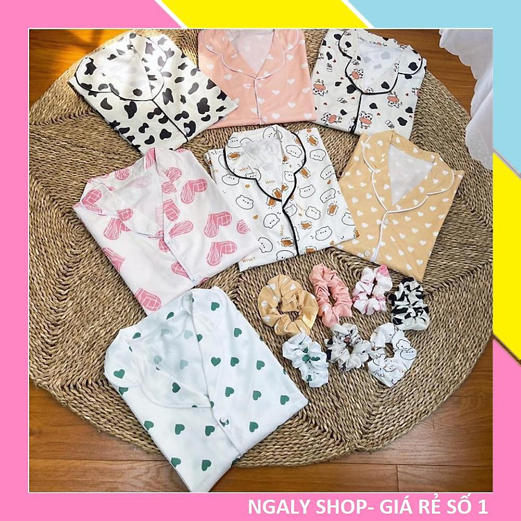 Bộ Ngủ Lụa Đùi Pijama Cánh Dơi Bò Sữa Nữ Đồ ngủ đồ mặc nhà form rộng cao cấp lụa xịn xò