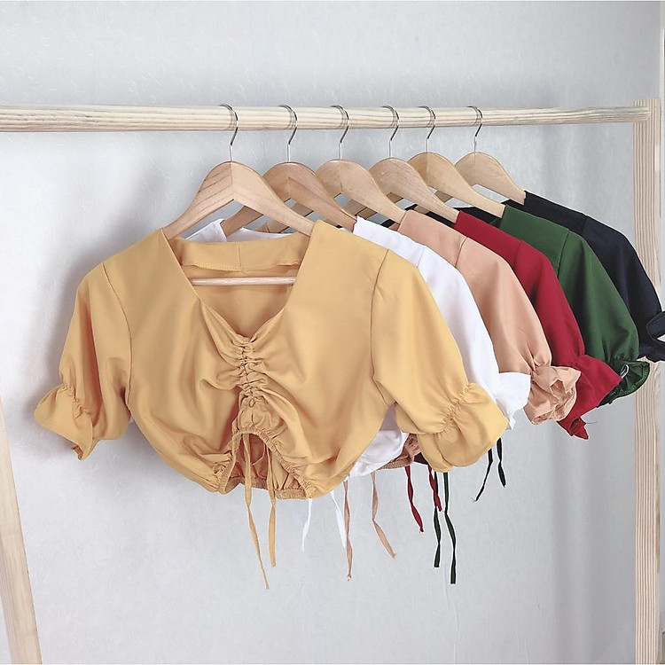 ÁO CROPTOP ÔM BODY NGẮN CO GIÃN - ÁO KIỂU CRT NGẮN TAY TRƠN VOAN 120