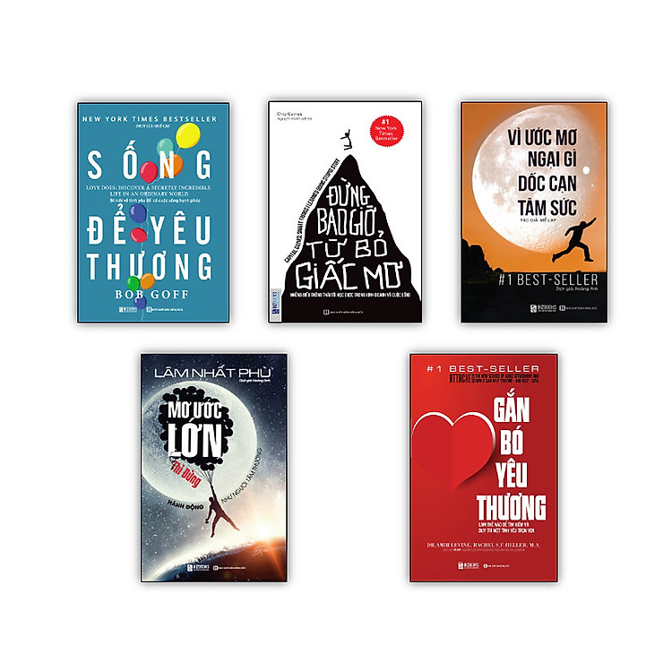 Bộ 5 cuốn sách Gắn Bó Yêu Thương Làm Thế Nào Để Tìm Kiếm Và Duy Trì Một Tình Yêu Trọn Vẹn - Đừng bao giờ từ bỏ giấc mơ - Sống để yêu thương: Bí mật về tình yêu để có cuộc sống hạnh phúc - Mơ Ước Lớn Thì Đừng Hành Động Như Người Tầm Thường - Vì Ước Mơ N
