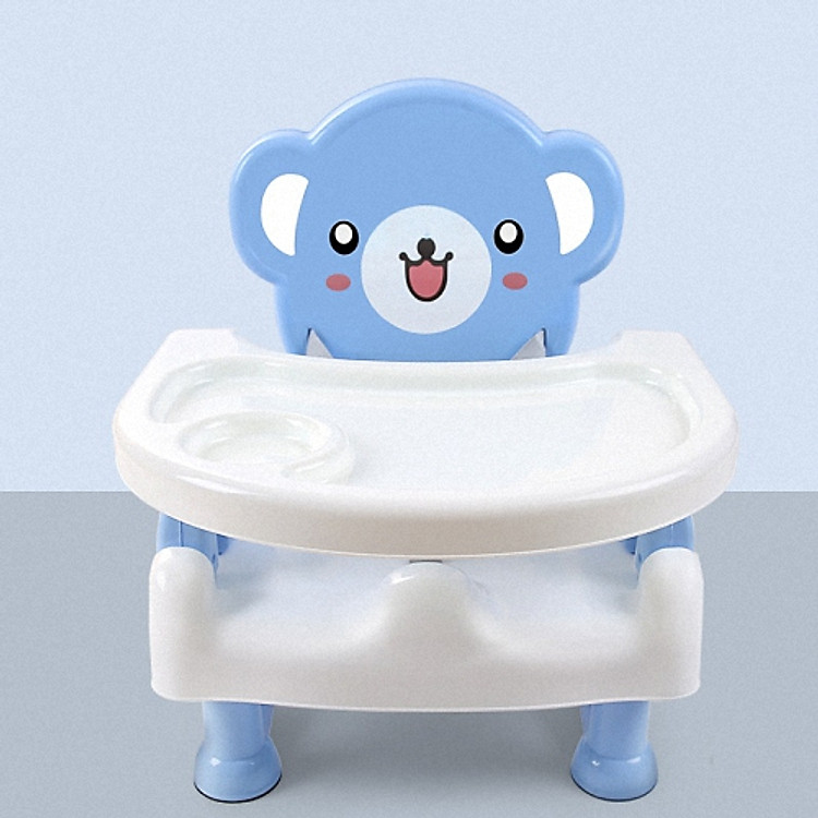 Ghế Ăn Cho Bé Kèm Dây Buộc An Toàn, Gấp Gọn, Chất Liệu Nhựa Cao Cấp (Hình Gấu)