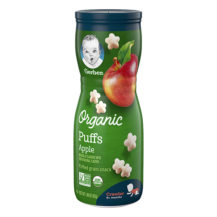 Bánh Ăn Dặm GERBER ORGANIC PUFFS Vị Táo (Hộp 42g)