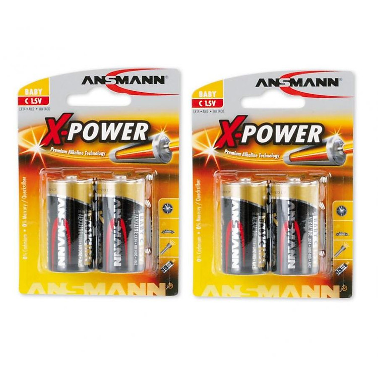 2 Vỉ Pin trung (Baby-C) X-Power ANSMANN ALKALINE - Hàng Nhập Khẩu