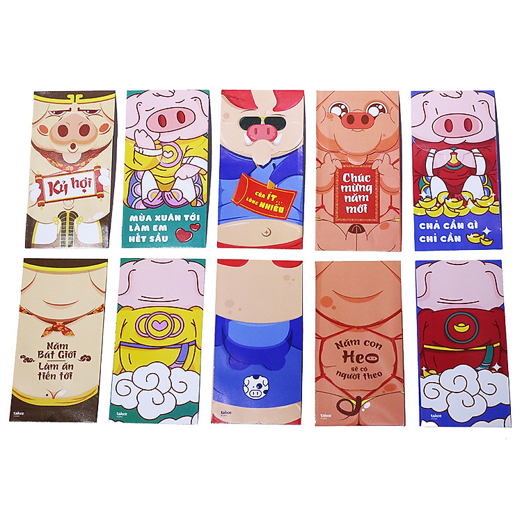 Bao Lì Xì Bộ Pig 2019 Nhiều Cảm Xúc (Xấp 10 bao)