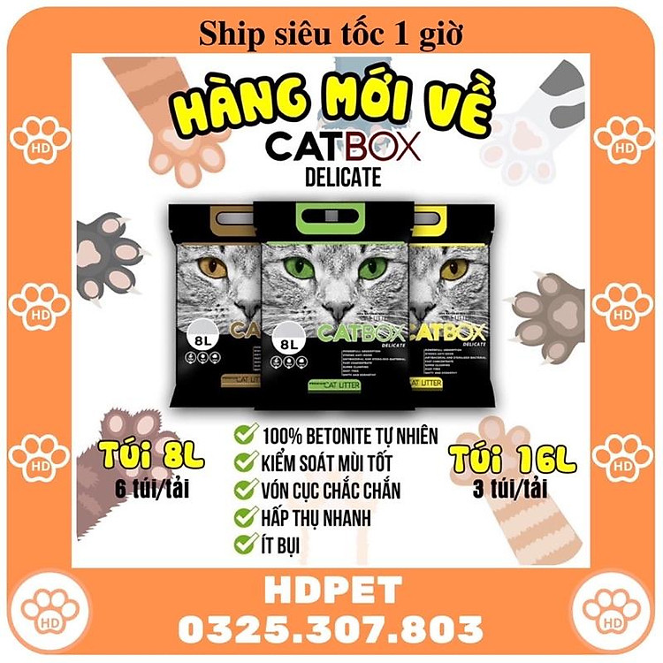 Cát vệ sinh cho mèo CATBOX delicate 8l