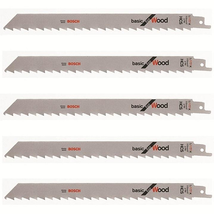 Bộ lưỡi cưa gỗ 5 cây Bosch S1111K (Bạc).